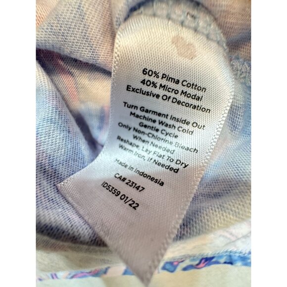 Talbots Lace Trim Tunic Flowing Floral Blouse Womens XL Blue 3/4 Sleeves Boho - Picture 4 of 11